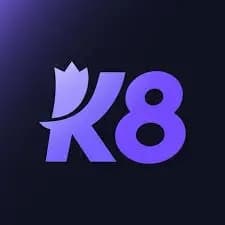 K8 Casino logo in black background