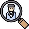 A cartoon of a man inside a magnifying glass