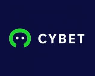 Cybet logo in blue background
