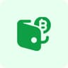 Bitcoin Wallet Icon A green wallet with bitcoin