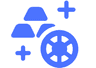 Free Spins Icon Sparkly gold bars with wheel icon