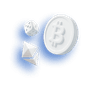 Hero Graphics Icon A 3D illustration of a Dice, Bitcoin, and Ethereum icons