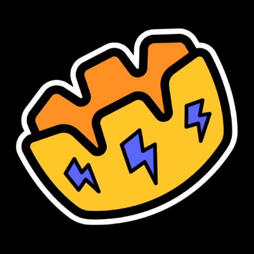 Jackpotter Logo Yellow crown with 3 drawings of blue lightning