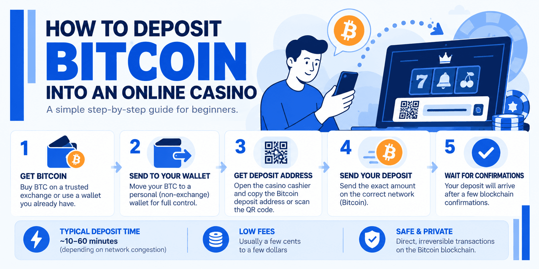 How to Deposit Bitcoin into an Online Casino (Beginner Step-by-Step) Guide Image guide on depositing crypto