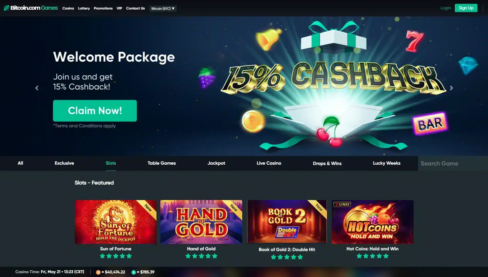bitcoin games frontpage