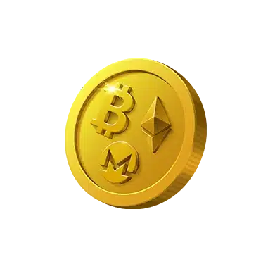 Gold coin with many crypto icons