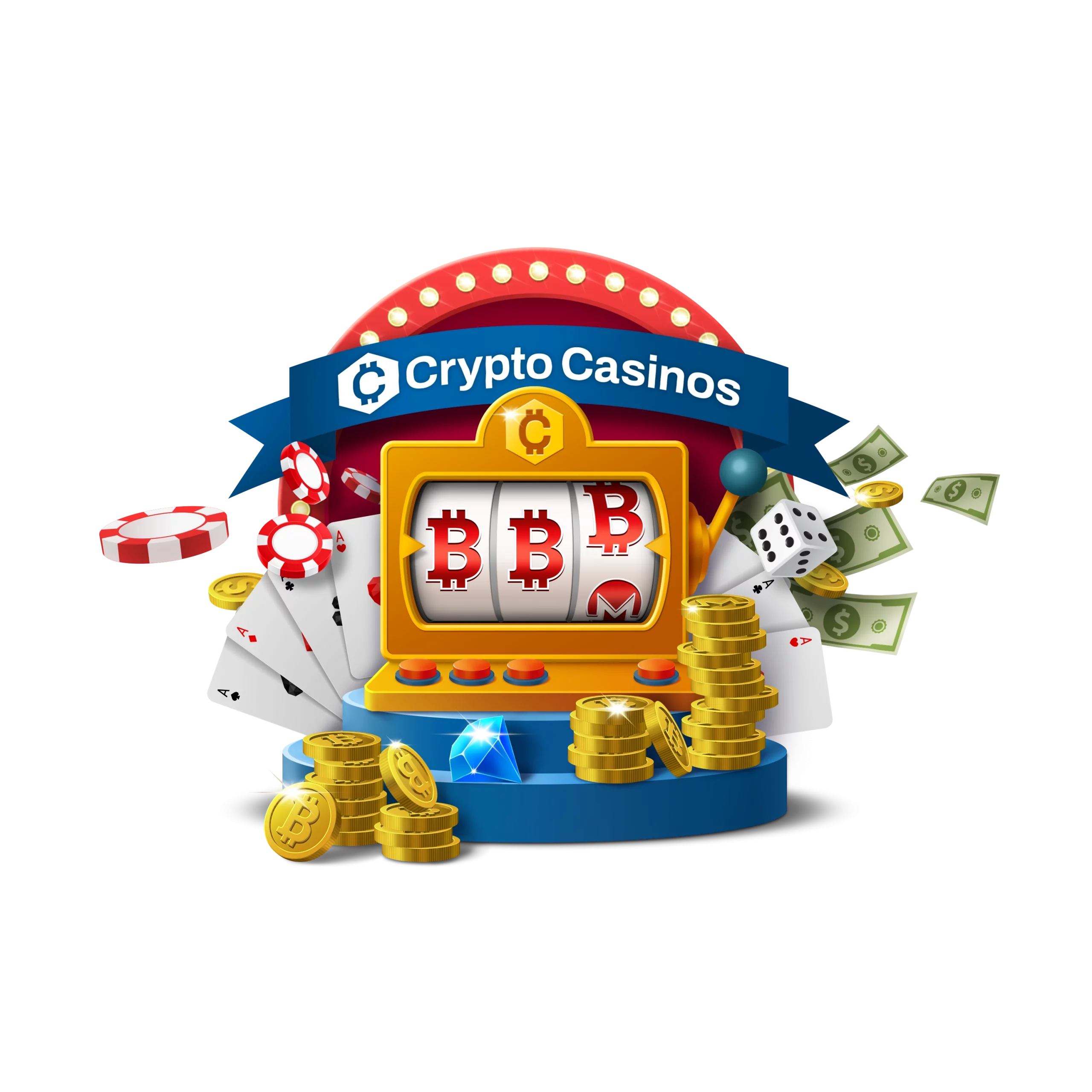 Slot machine with crypto theme and cryptocasinos logo