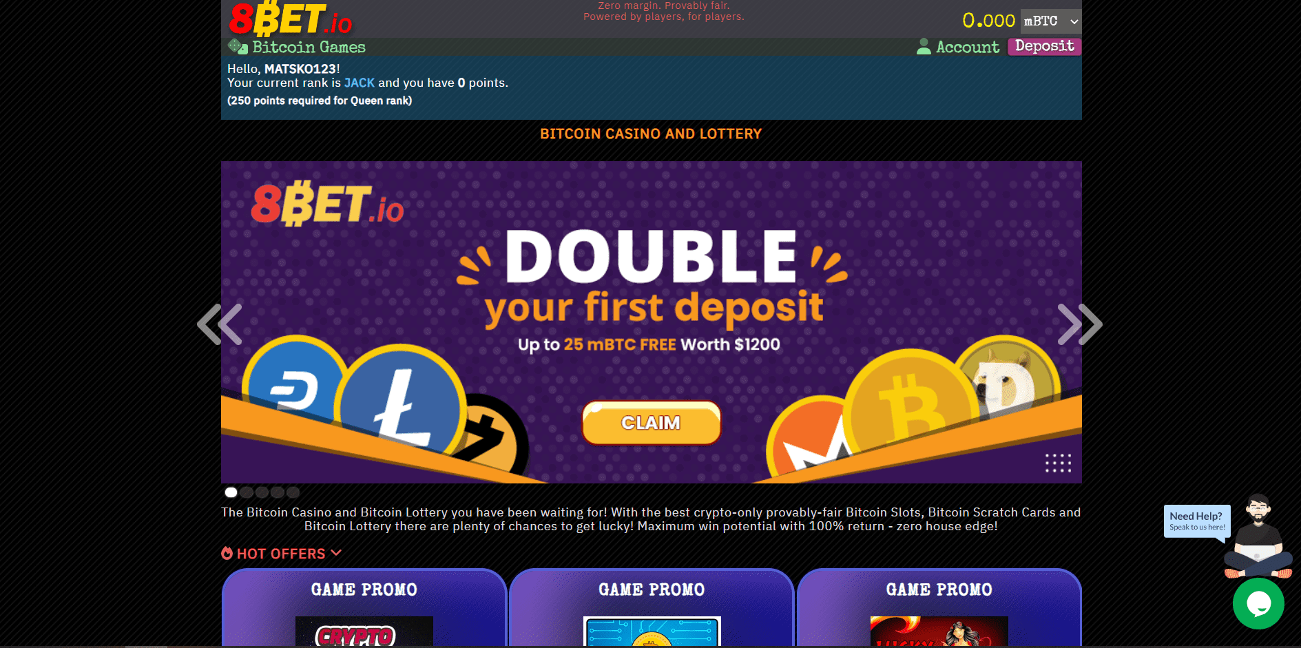 Screenshot of 8BET casino landing page