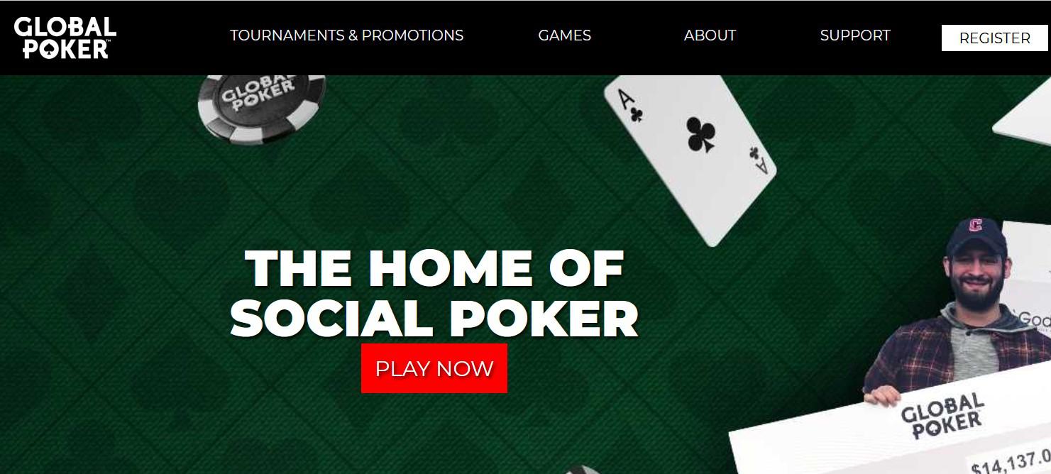 Screenshot of Global poker's landing page