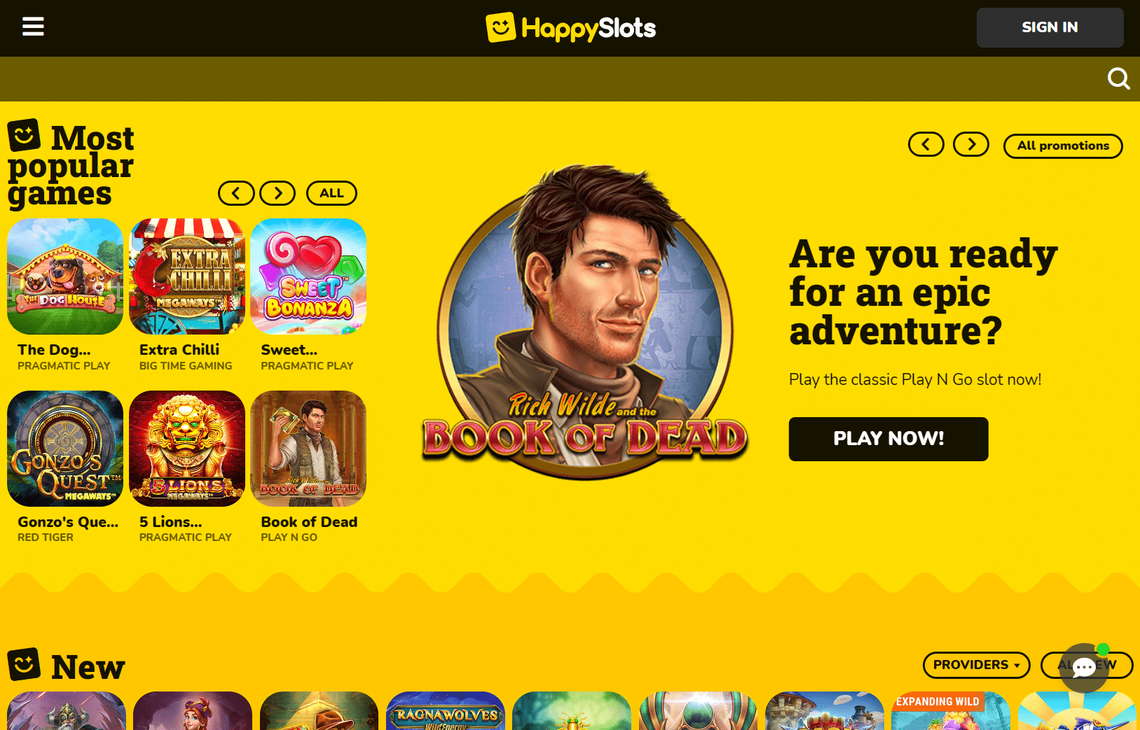 Screenshot of Happyslots landing page