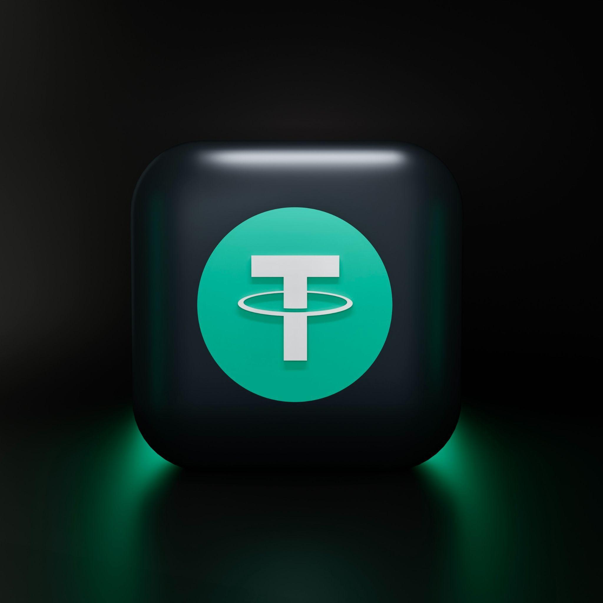 Image of a dice with a tether logo