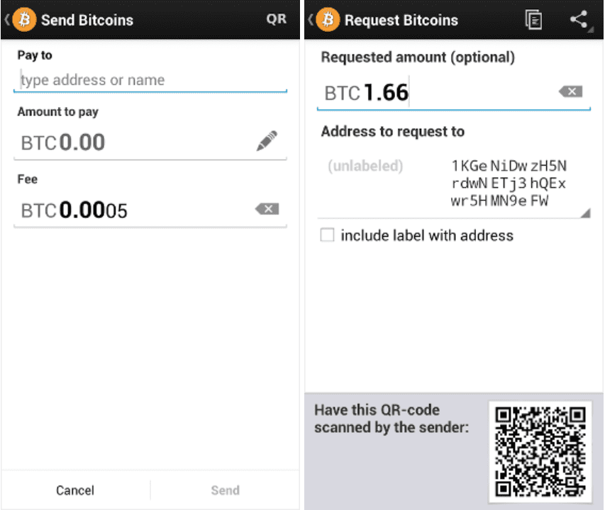 Screenshot of Bitcoin transaction