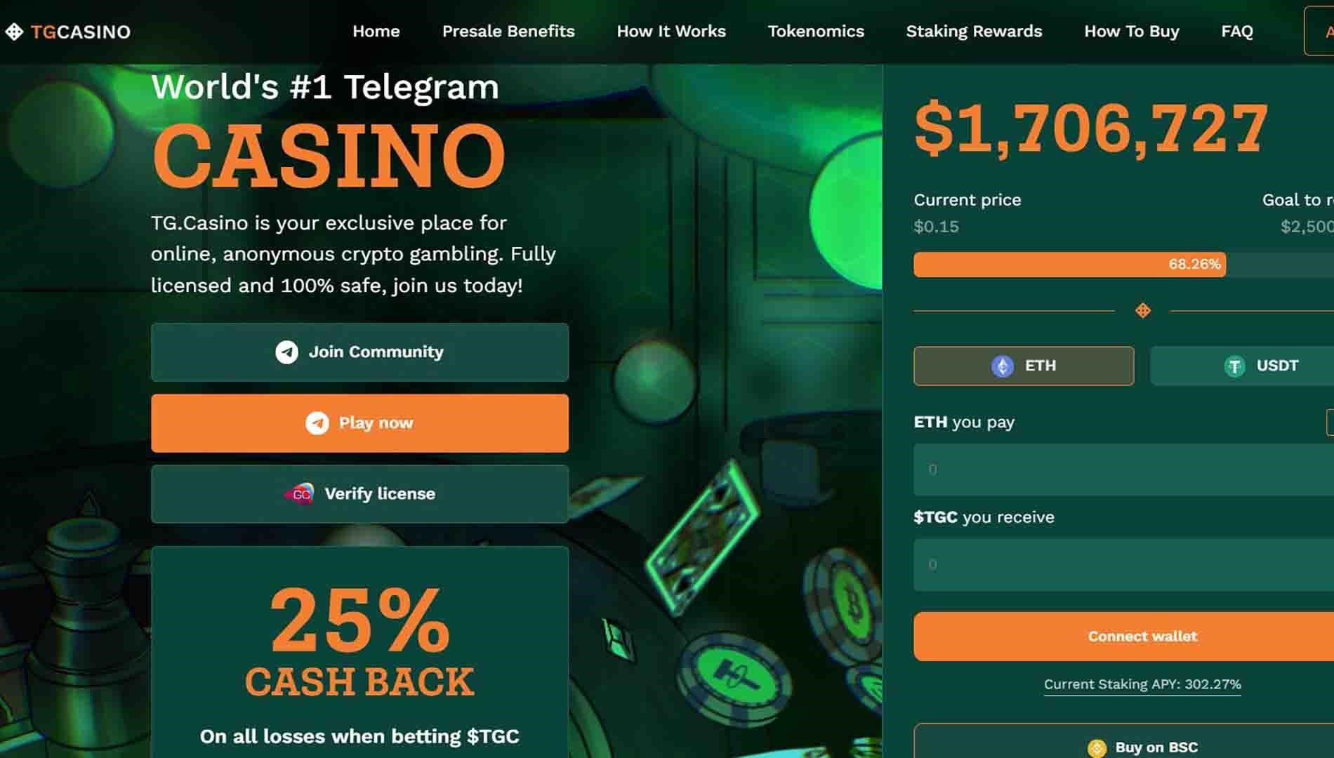 Image of TG casinos' hompage